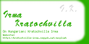 irma kratochvilla business card